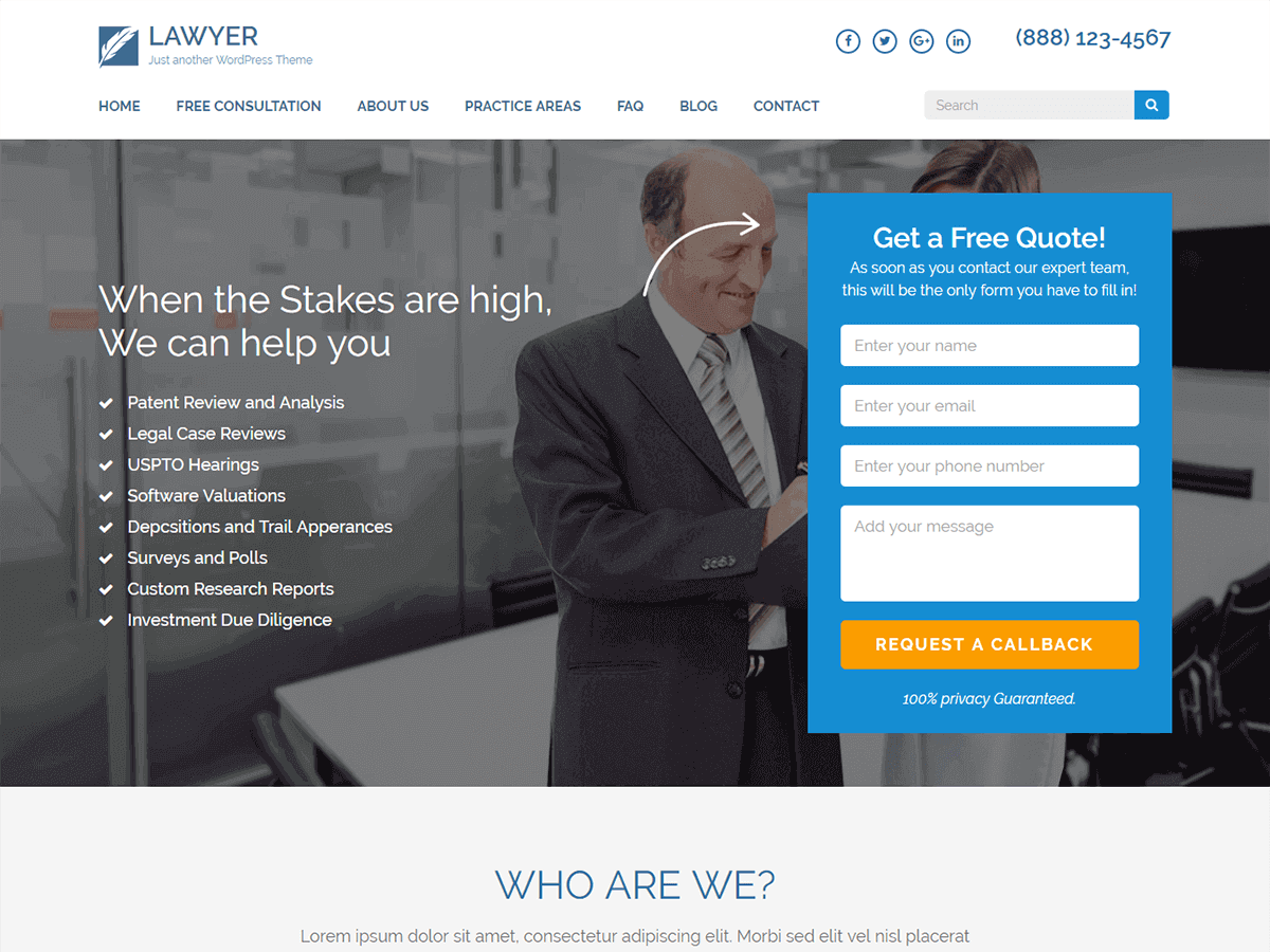 Lawyer Landing Page - Tema WordPress Lawyer Landing Page