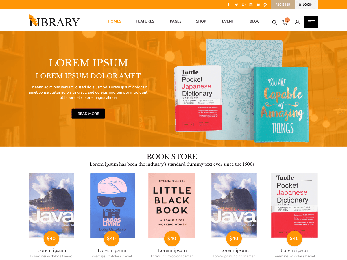 Library Bookstore - Tema WordPress Library Bookstore