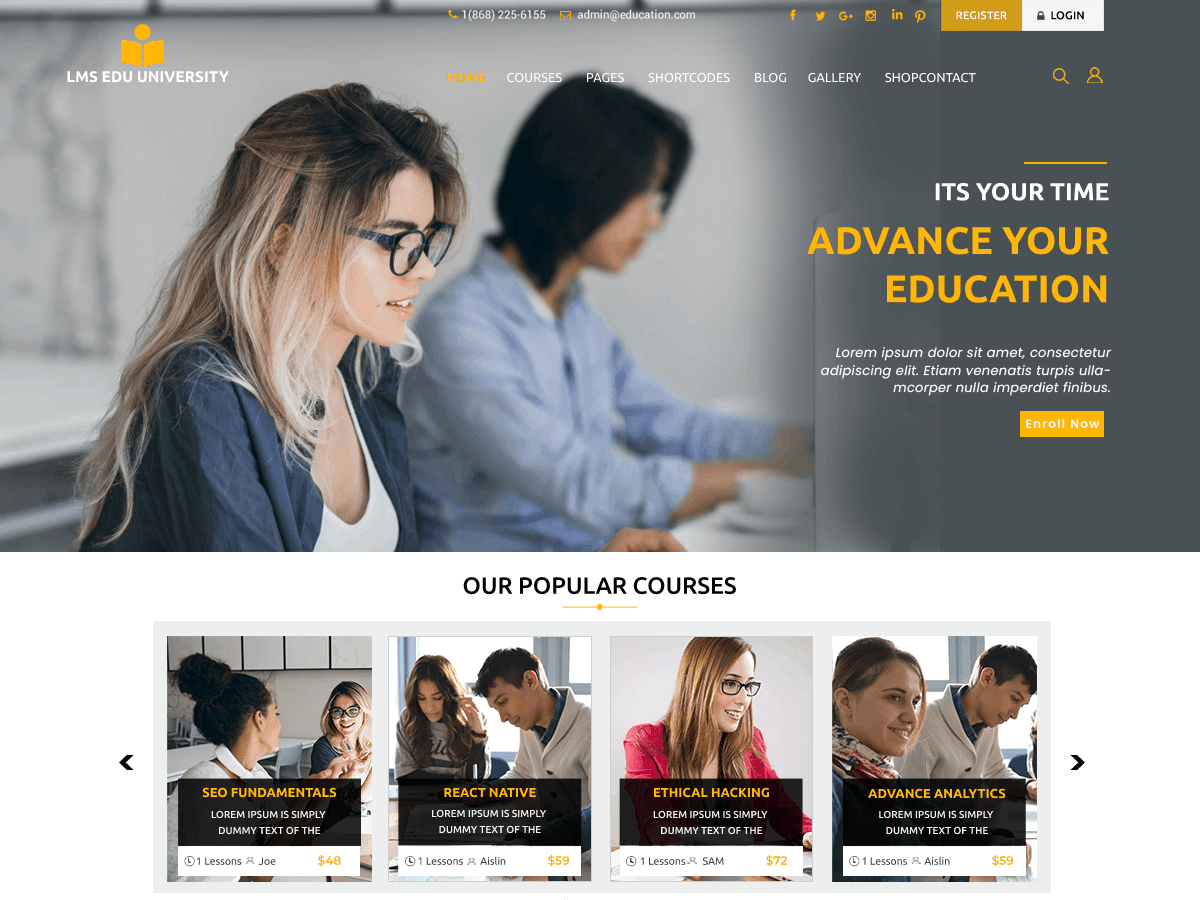 LMS Education University - Tema WordPress LMS Education University