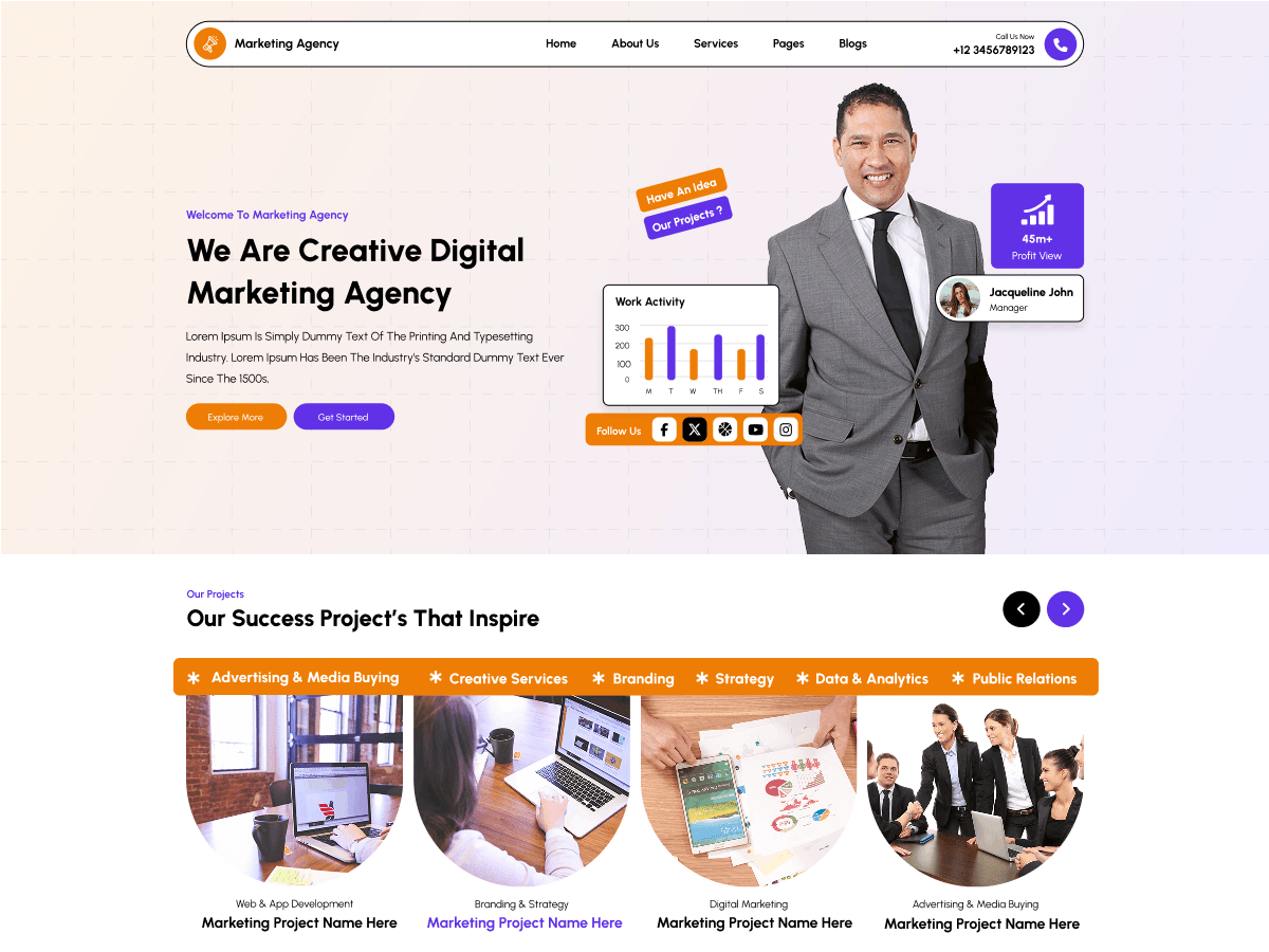 Marketing Firm - Tema WordPress Marketing Firm