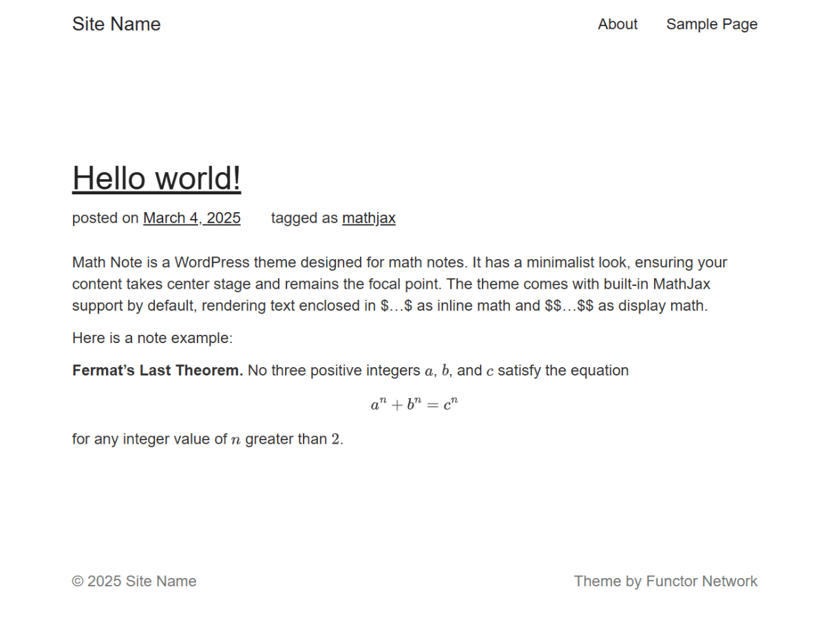 Math Note - Tema WordPress Math Note