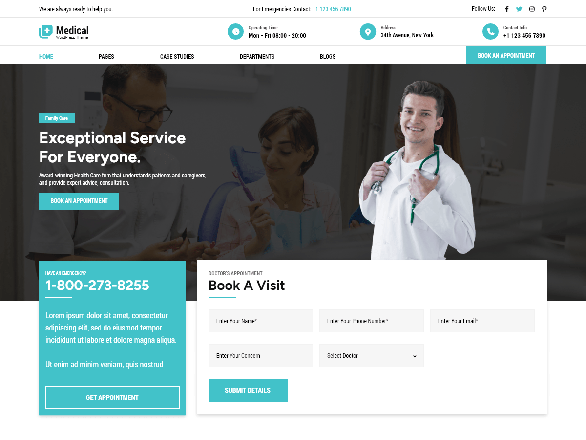 Medical Clinic Center - Tema WordPress Medical Clinic Center