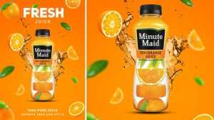100% Natural Juice Advertising .PSD Design
