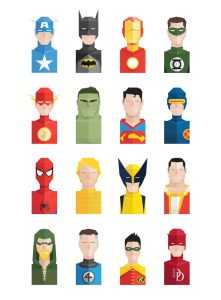 16 Flat Super Heroes Icons