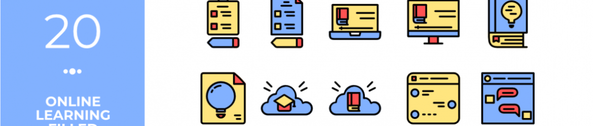 20 Online Learning Filled Icon Set (SVG)