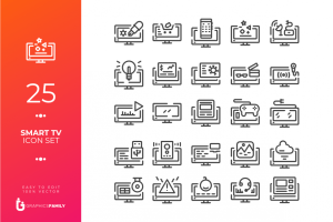 25 Free Smart TV Icon Set