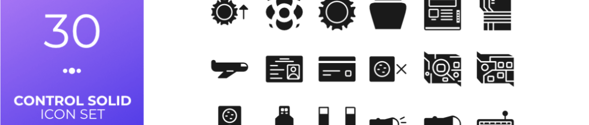 30 Control Icon Set Solid Style (SVG)