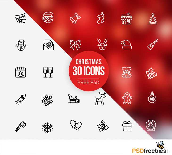 30 Free PSD Christmas Icons