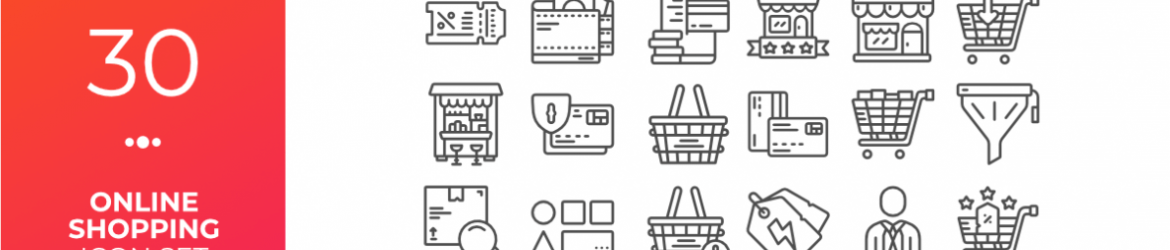 30 Online Shopping Icon Set Line Style