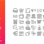 30 Online Shopping Icon Set Line Style