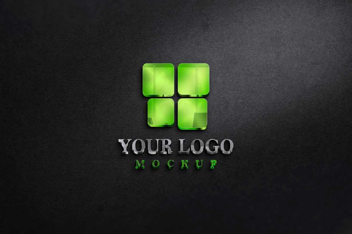 3D Colorful Reflective Glass Logo Mockup