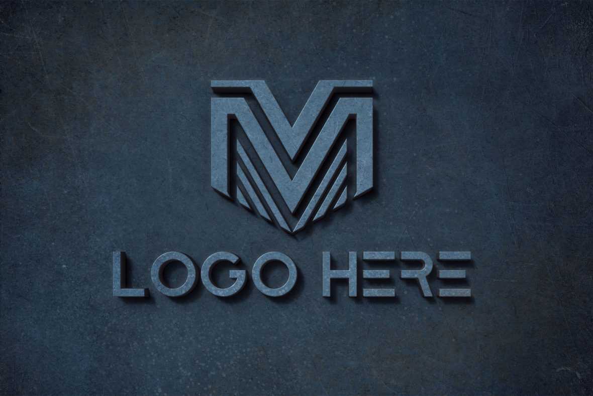 3D Editable Logo Mockup on Cement wall
