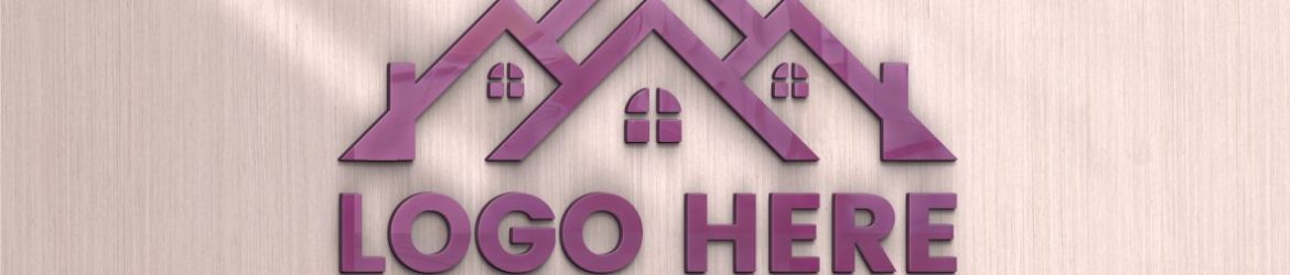 3D Glass Logo Mockup On Wood Background