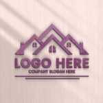 3D Glass Logo Mockup On Wood Background