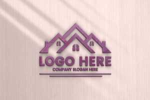 3D Glass Logo Mockup On Wood Background