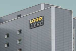 3D Glass Logo On Elegant Building Mockup