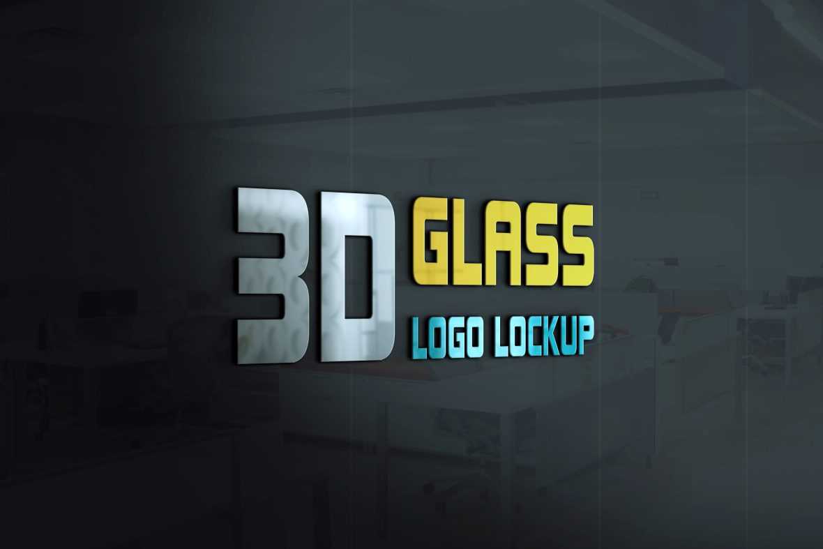 3D Glass Window Logo Mockup
