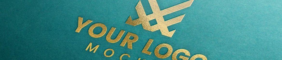 3D Gold Logo Mockup with Retro Color Background