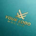 3D Gold Logo Mockup with Retro Color Background - Download Grátis 3D Gold Logo Mockup with Retro Color Background