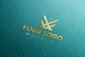 3D Gold Logo Mockup with Retro Color Background