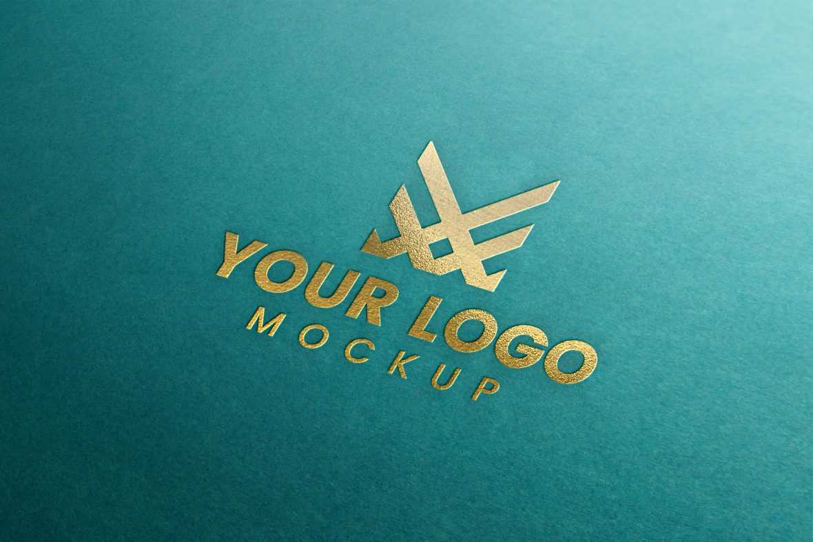 3D Gold Logo Mockup with Retro Color Background