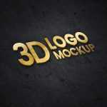 3D Golden Metal logo Mockup on Black Wall - Download Grátis 3D Golden Metal logo Mockup on Black Wall