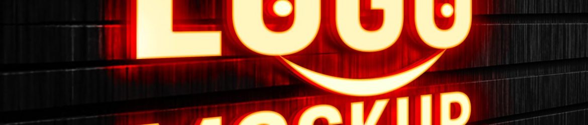 3D Light Effect Logo Mockup on Dark Wall