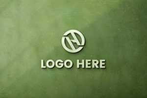 3D Logo Mockup on Green Wall