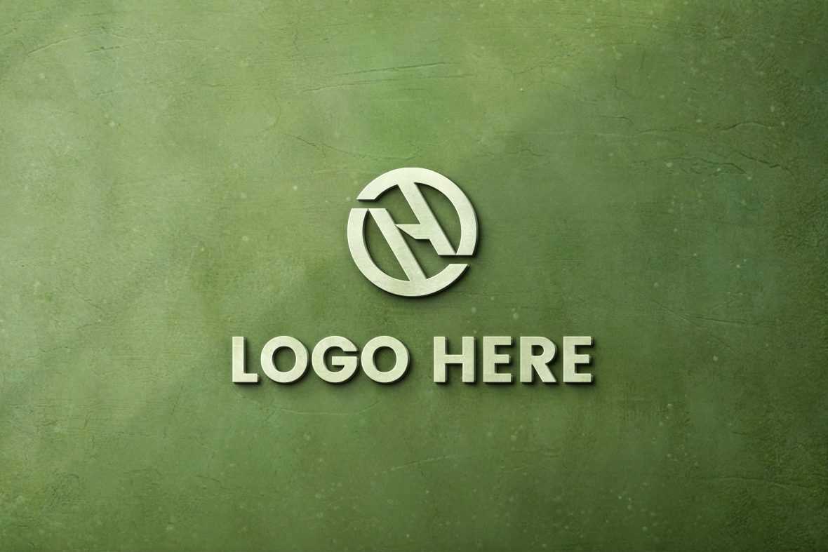 3D Logo Mockup on Green Wall