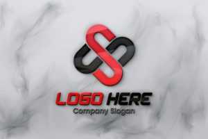 3D logo mockup on marble wall