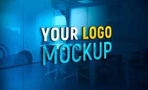 3D Logo Mockup on Office Glass Wall
