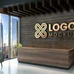 3D Logo Mockup On Office Reception Wall