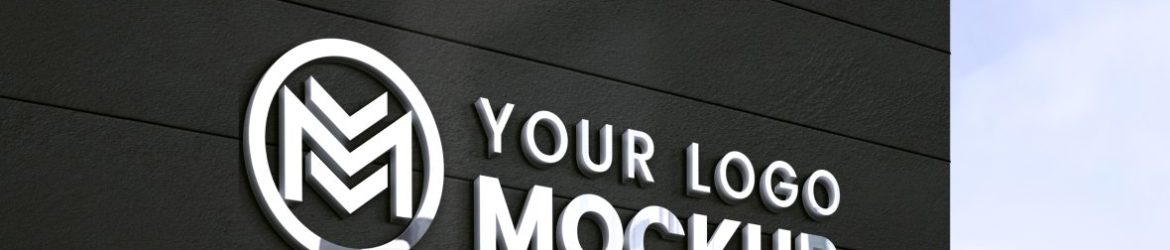3D Logo Mockup With Black Wall
