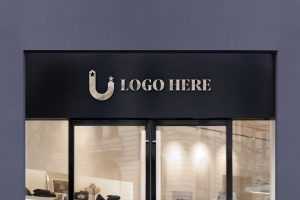 3D Logo Storefront Sign Mockup