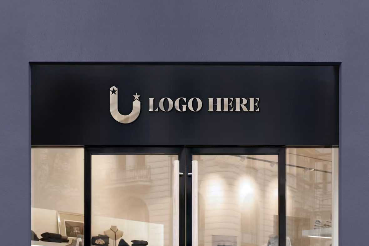 3D Logo Storefront Sign Mockup