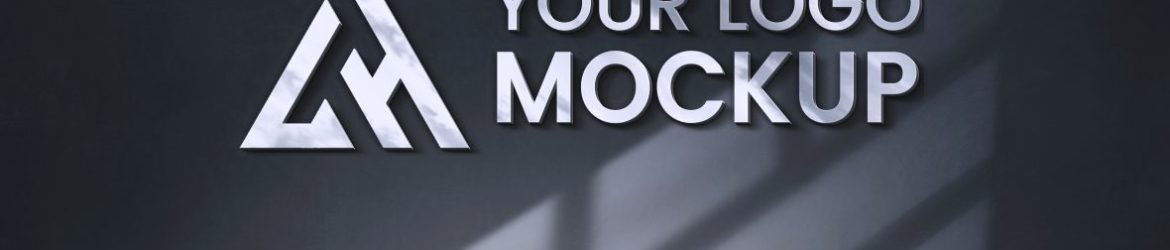 3d Metal Logo Mockup With Black Window Background