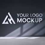 3d Metal Logo Mockup With Black Window Background - Download Grátis 3d Metal Logo Mockup With Black Window Background