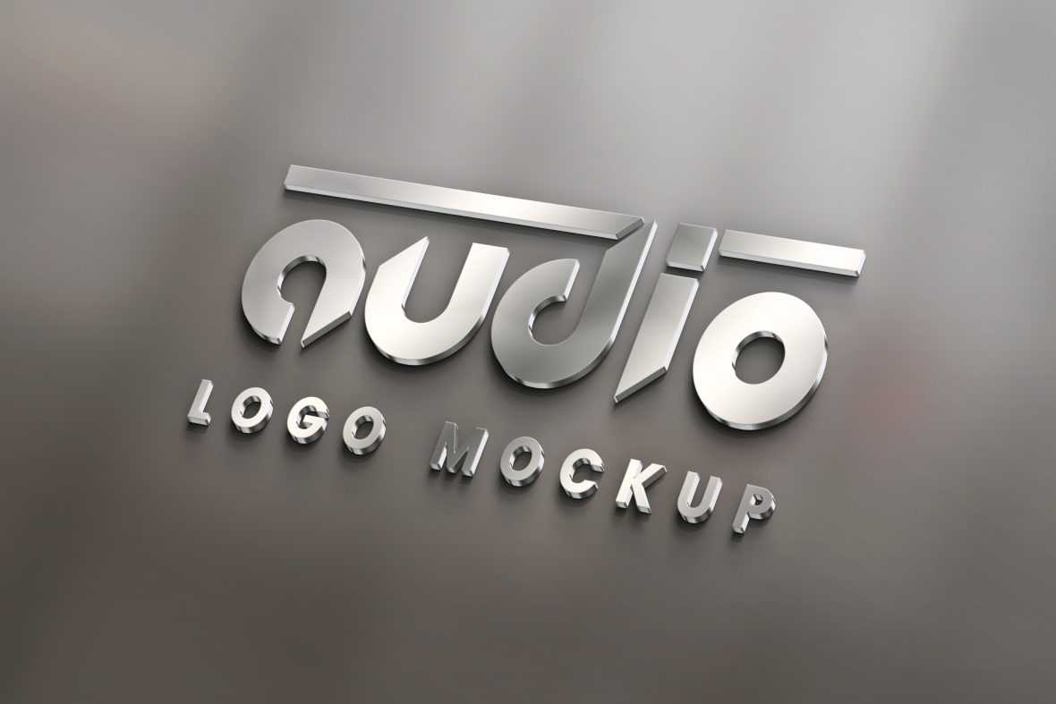 3D Metal Logo Mockup with Glass effects