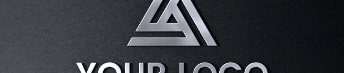 3D metallic Logo mockup on Black Wall Surface