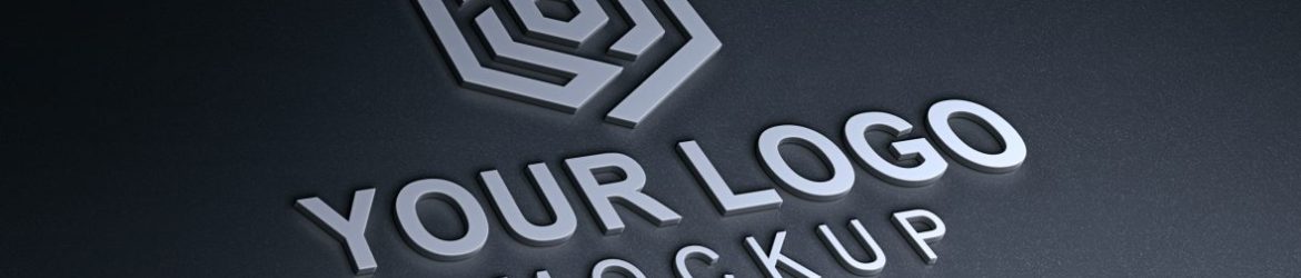3D Metallic Logo Mockup On Dark Surface Background
