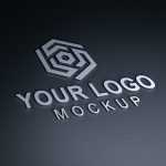 3D Metallic Logo Mockup On Dark Surface Background - Download Grátis 3D Metallic Logo Mockup On Dark Surface Background