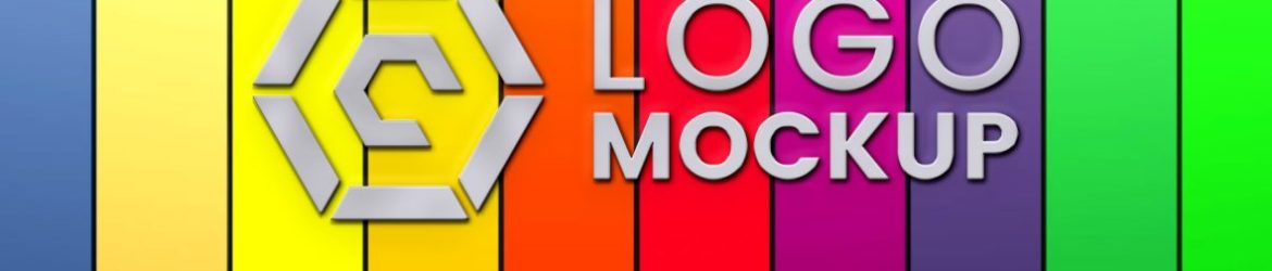 3D Realistic Logo Mockup on Colorful Wall Background