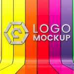 3D Realistic Logo Mockup on Colorful Wall Background