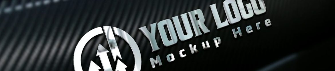 3D Silver Logo Mockup on Carbon Fiber