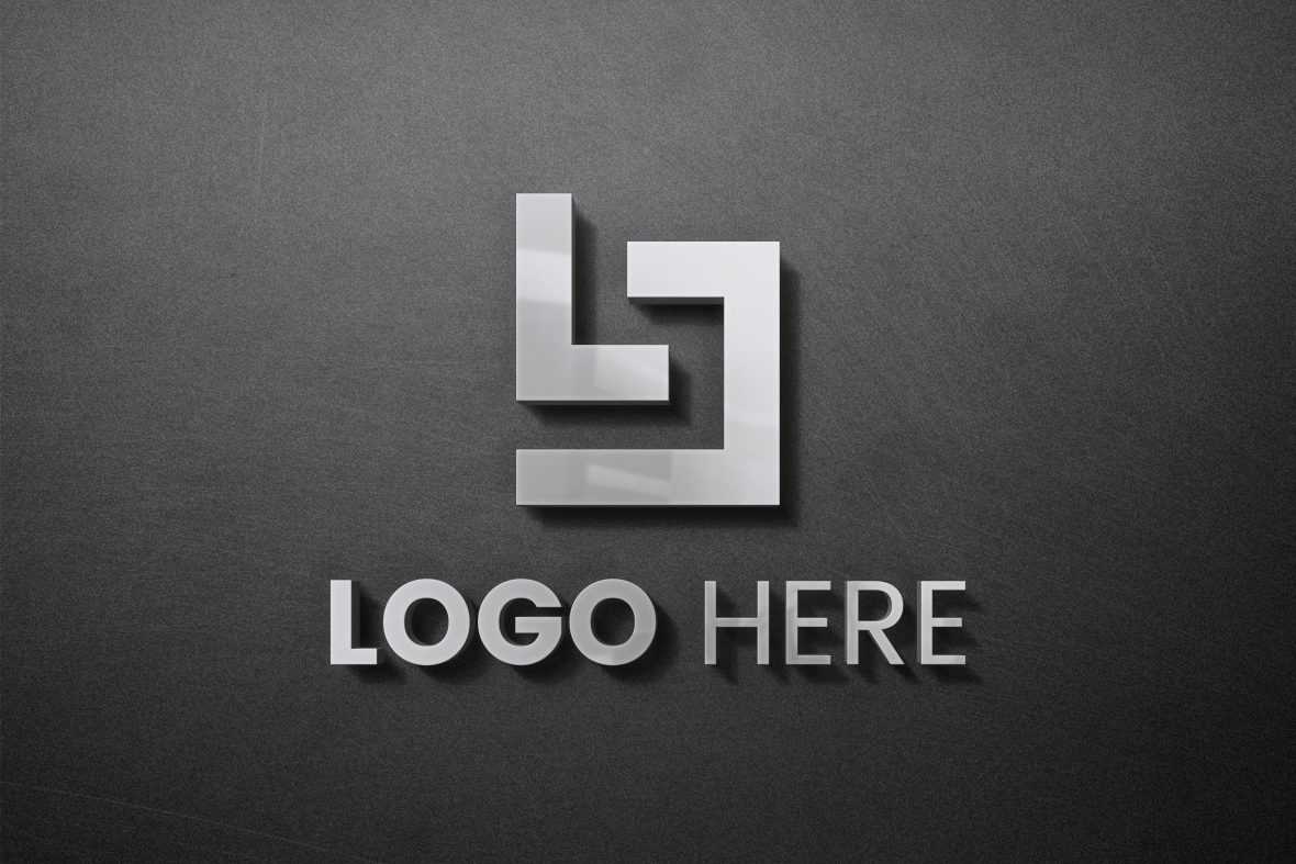 3D Steel Sign Logo Mockup