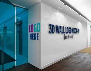 3D Wall Logo and Slogan Mockup