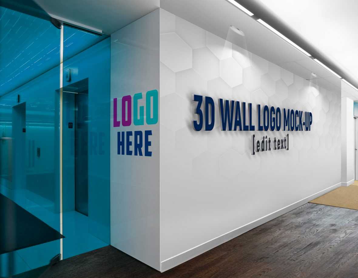 3D Wall Logo and Slogan Mockup