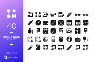 40 Saving Solid Icon Set