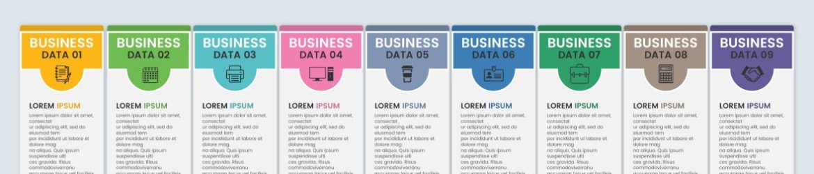 9 data infographics tab index template with thin vector image
