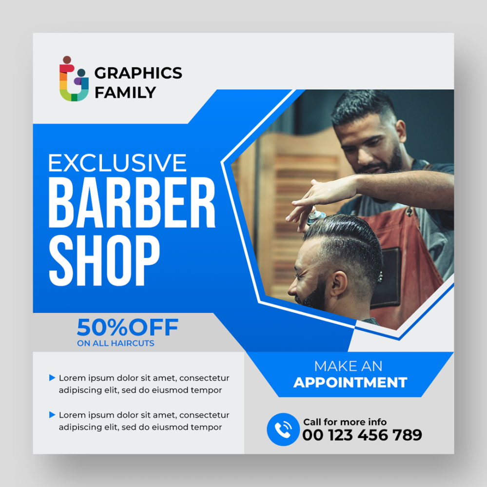 Barber Shop Instagram Post and Social Media Template